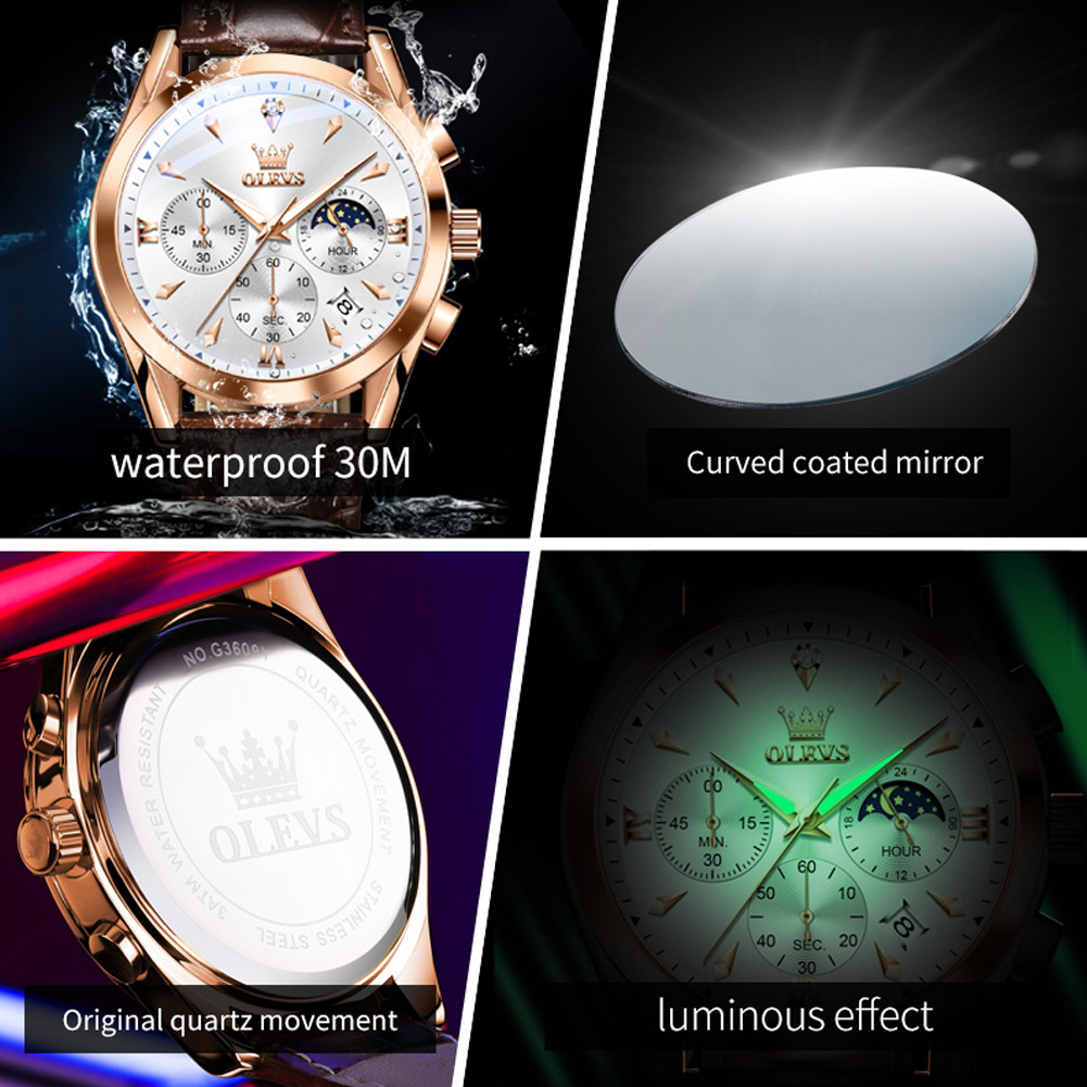 OLEVS-Montre à Quartz en Cuir  - Luxury Watch Exhibition avis et prix